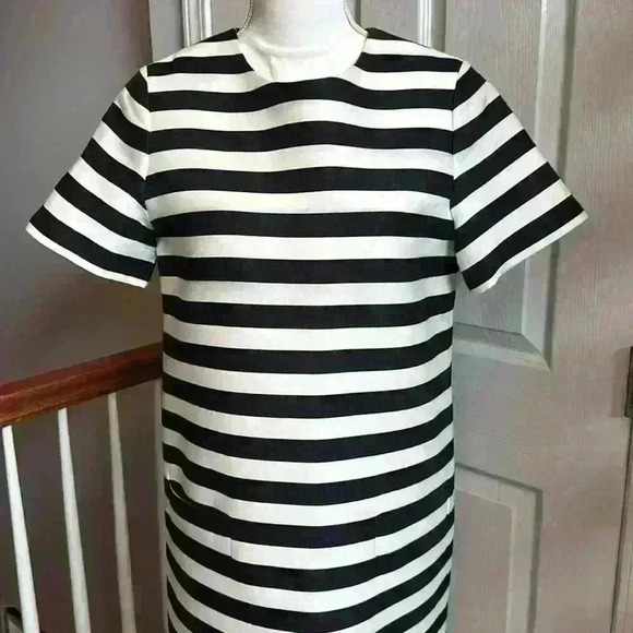 Kate Spade New York Black and Cream Midi Cotton/Silk Zippered Back Womens Size 8 - Picture 3 of 16